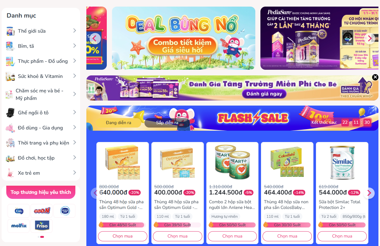 5 Bước Thiết Kế Website Shop Mẹ Và Bé Chuyên Nghiệp, Tăng doanh thu cho cửa hàng 1 Trang chủ website mẹ và bé